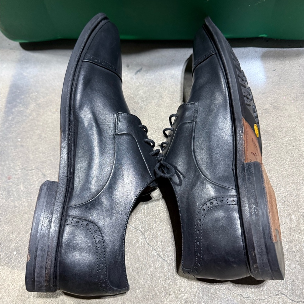 Bostonian Cap-Toe Leather Shoes Vibram Goodyear Welt Soles Men’s Black 12M 15351 - Picture 8 of 14